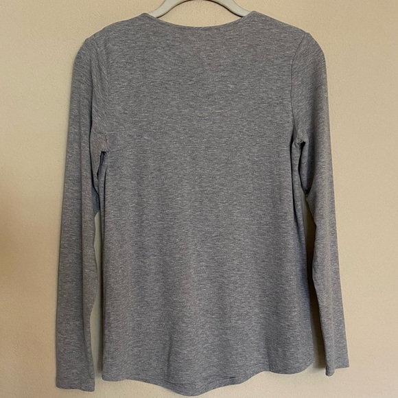 Theory Shirt Small knit long sleeve Pleat Detail Asymmetrical Gray Crew - Picture 2 of 13